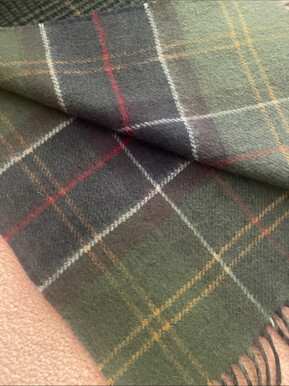 Barbour unisex Plaid Wool Scarf reversible new 100% Lamb wool - Picture 4 of 10